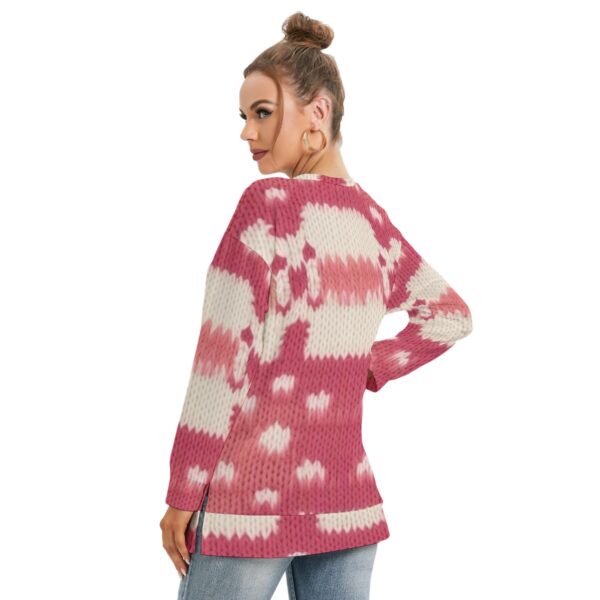 All-Over Print Women's Side Split O-neck Sweatshirt - Imagen 4