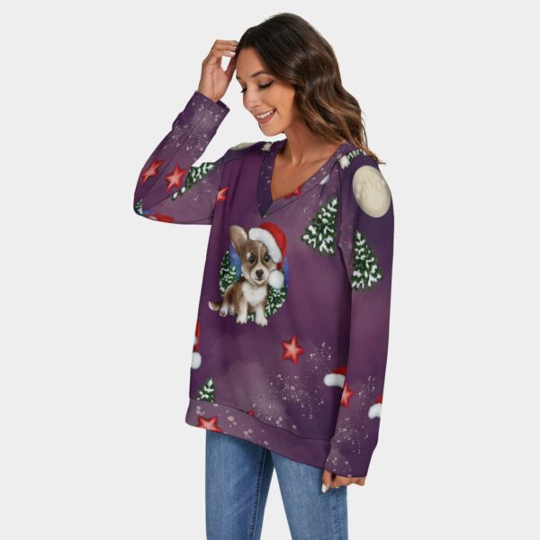 All-Over Print Women's V-neck Imitation Knitted Sweater With Long Sleeve - Imagen 4