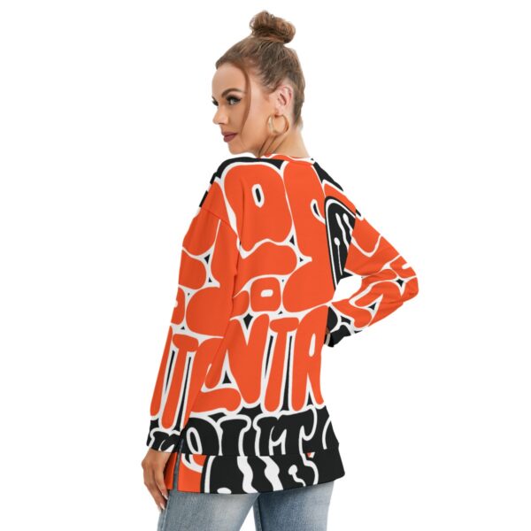 All-Over Print Women's Side Split O-neck Sweatshirt - Imagen 4