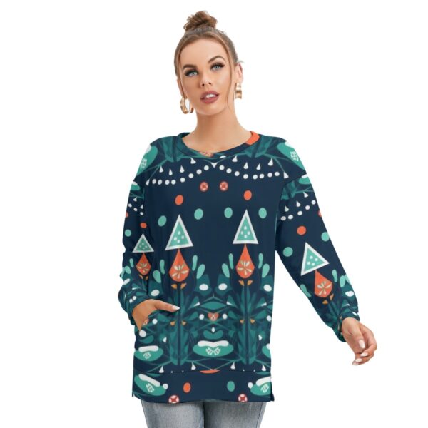 All-Over Print Women's Side Split O-neck Sweatshirt