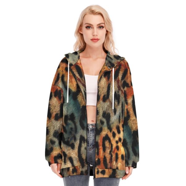 All-Over Print Women's Long Hoodie With Zipper Closure