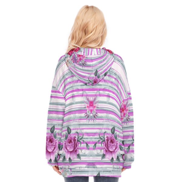 All-Over Print Women's Long Hoodie With Zipper Closure - Imagen 4