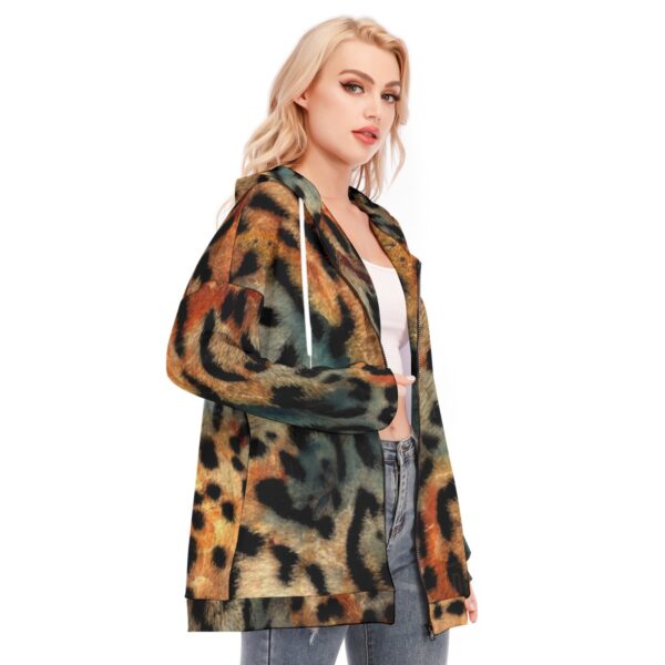 All-Over Print Women's Long Hoodie With Zipper Closure - Imagen 2