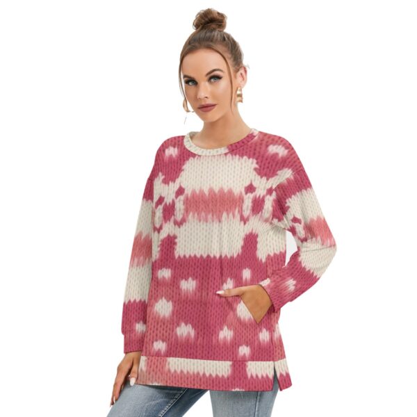 All-Over Print Women's Side Split O-neck Sweatshirt - Imagen 3