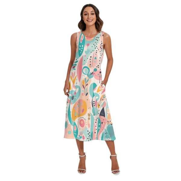 All-Over Print Women's Sleeveless Dress With Diagonal Pocket