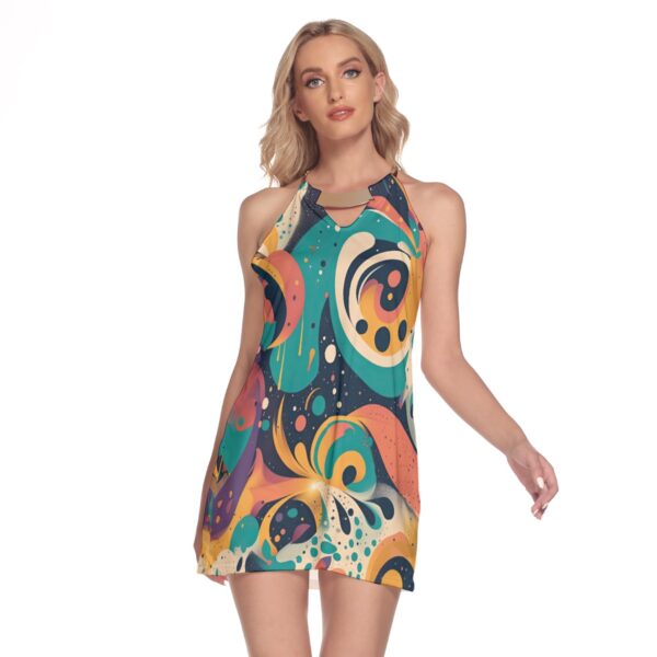 All-Over Print Women's Round Neck Above Knee Dress