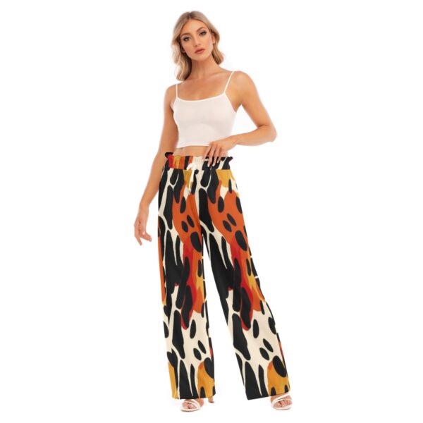 All-Over Print Women's Waist Fungus Edge Wide-leg Pants