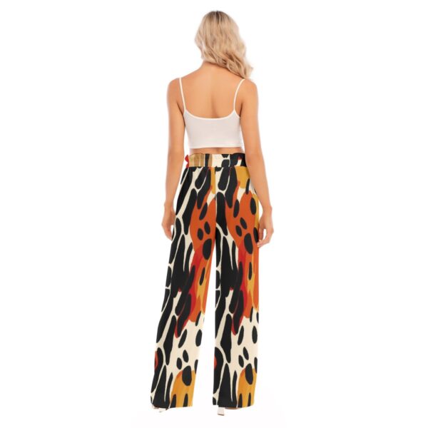 All-Over Print Women's Waist Fungus Edge Wide-leg Pants - Imagen 4