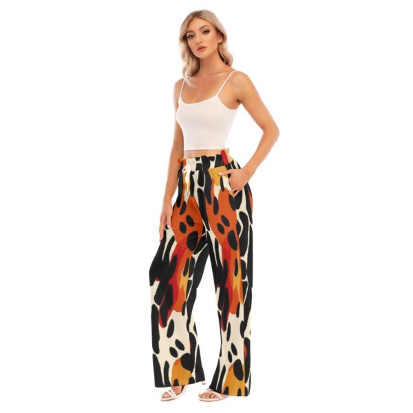 All-Over Print Women's Waist Fungus Edge Wide-leg Pants - Imagen 2