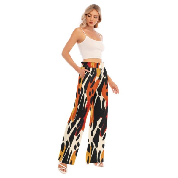 All-Over Print Women's Waist Fungus Edge Wide-leg Pants - Imagen 3